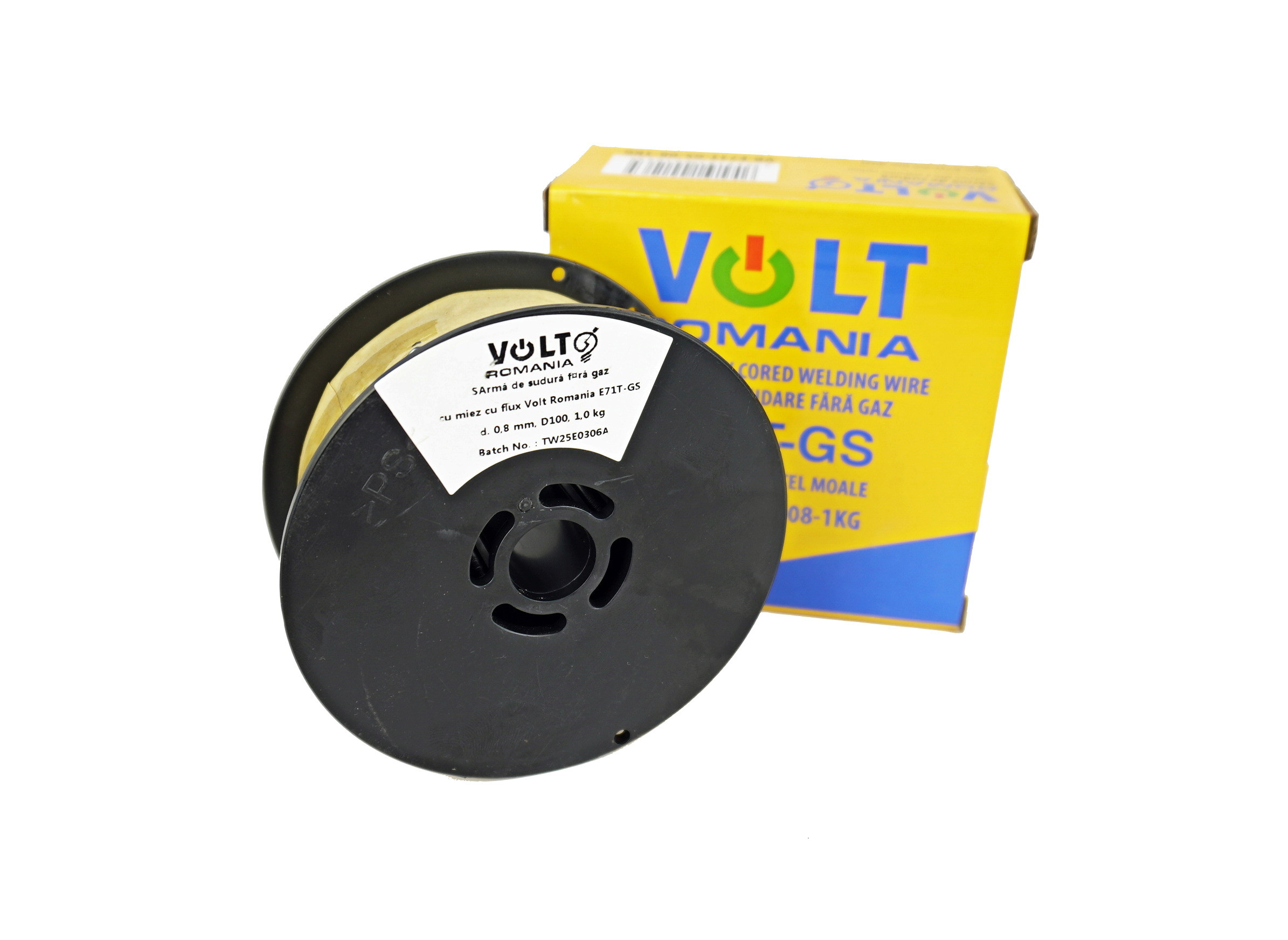 Sarma sudura fara gaz, MIG MAG cu flux, diametru 0.8 mm, rola 100mm, E71T-GS 1.0 kg net - Sudura fara gaz, Volt Romania